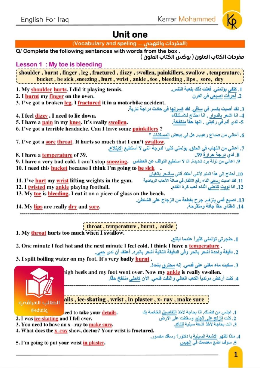 ملزمة كرار الغريباوي اسقاطات الانكليزي السادس الاعدادي – تحميل PDF